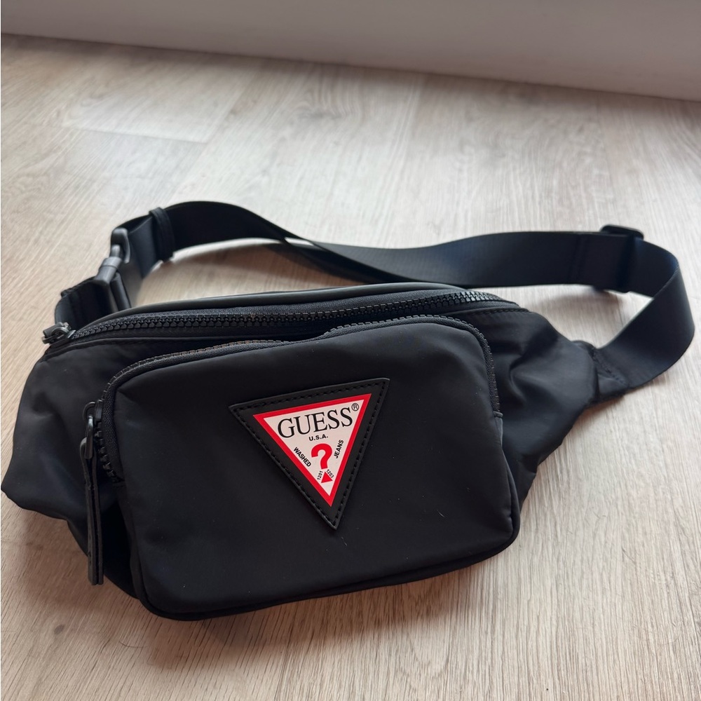 GUESS Black and red fanny pack purse bag